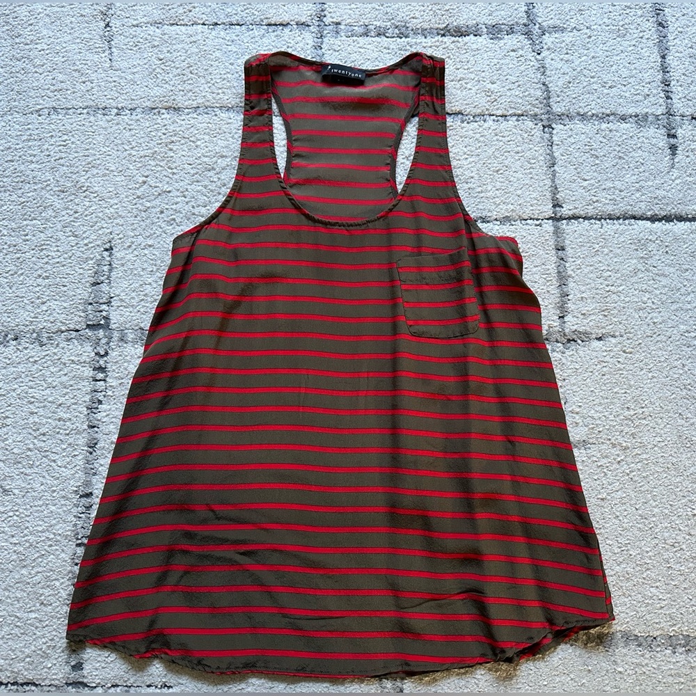 Forever 21 Silk Striped Racerback Tank